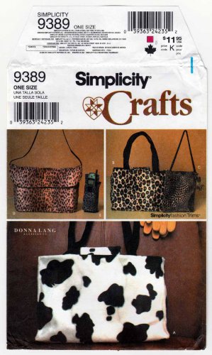 Simplicity Crafts 9389 Handbag/Purse/Cell Phone Holder, Donna Lang Women's Accessories Pattern UNCUT