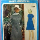 Vogue 2257 Vintage 1960's Vogue Americana Dress Designer Bill Blass Sewing Pattern, Misses Size 10
