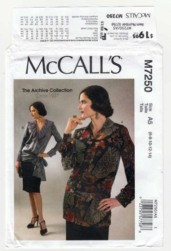 McCall's M7250 7250 Women's Drop-Waist Tops and Belt Size 6-8-10-12-14 UNCUT