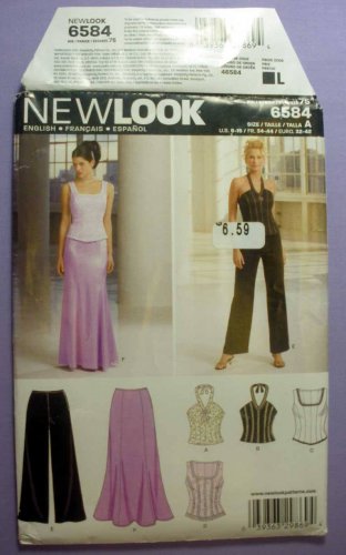 New Look 6584 Formal 2-Piece Dress/Halter Top/Pants/Skirt Sewing Pattern Size 6-8-10-12-14-16 UNCUT