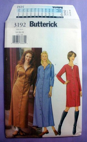 Butterick 3192 Women's Raised Waist Dress Sewing Pattern Misses / Miss Petite Size 14-16-18 UNCUT