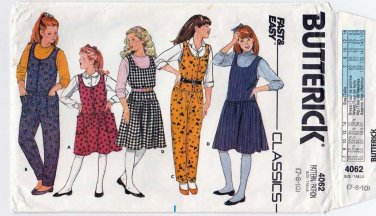 Butterick 4062 UNCUT Girls' Jumper and Jumpsuit Sewing Pattern Size 7-8-10
