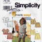 Simplicity 7616 Girls' Summer Tops / Pull on Shorts Sewing Pattern, Toddler Size 2-3-4 UNCUT