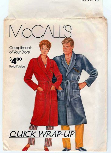 McCall's 0011 UNCUT Women's and Men's Robe Size Small, Medium, Large, X-Large Sewing Pattern