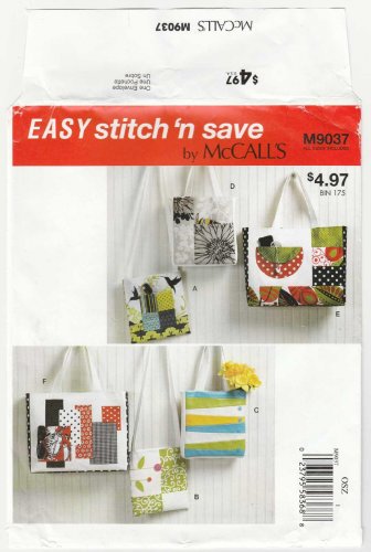 McCall's M9037 9037 Sewing Pattern for Women's Bags and Totes UNCUT