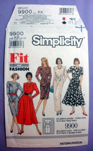 Simplicity 9900 UNCUT Dress Sewing Pattern, Slim or Flared Skirt, Size 8-10-12-14