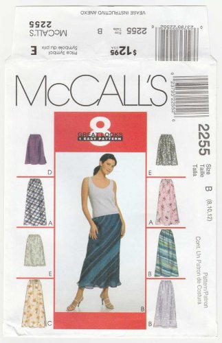 McCall's 2255 Women's Pull-on Bias Skirt Sewing Pattern, in 2 Lengths, Misses' Size 8-10-12 UNCUT