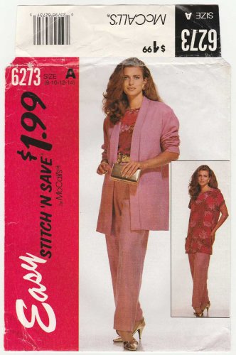 McCall's 6273 Women's Cardigan, Tunic and Pull-On Pants Pattern, Misses' Size 8-10-12-14 UNCUT
