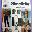 Simplicity 7231 Shirt, Pants, Shorts, Sarong Skirt, 2 Piece Swimsuit Misses Size 12-14-16-18 UNCUT