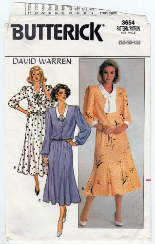 Butterick 3654 UNCUT Women's Midi Dress Sewing Pattern Misses Size 14-16-18 Bust 36-38-40