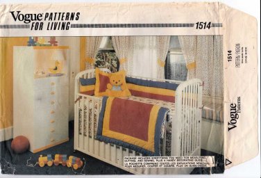 Vogue 1514 UNCUT Baby Room Nursery Home Decor Pattern, Quilt/Canopy/Curtains/Sheets/Dust Ruffle