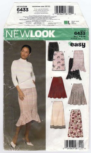 New Look 6433 Women's Sewing Pattern, Skirts w/ Flounces, Misses' Size 8-10-12-14-16-18 UNCUT