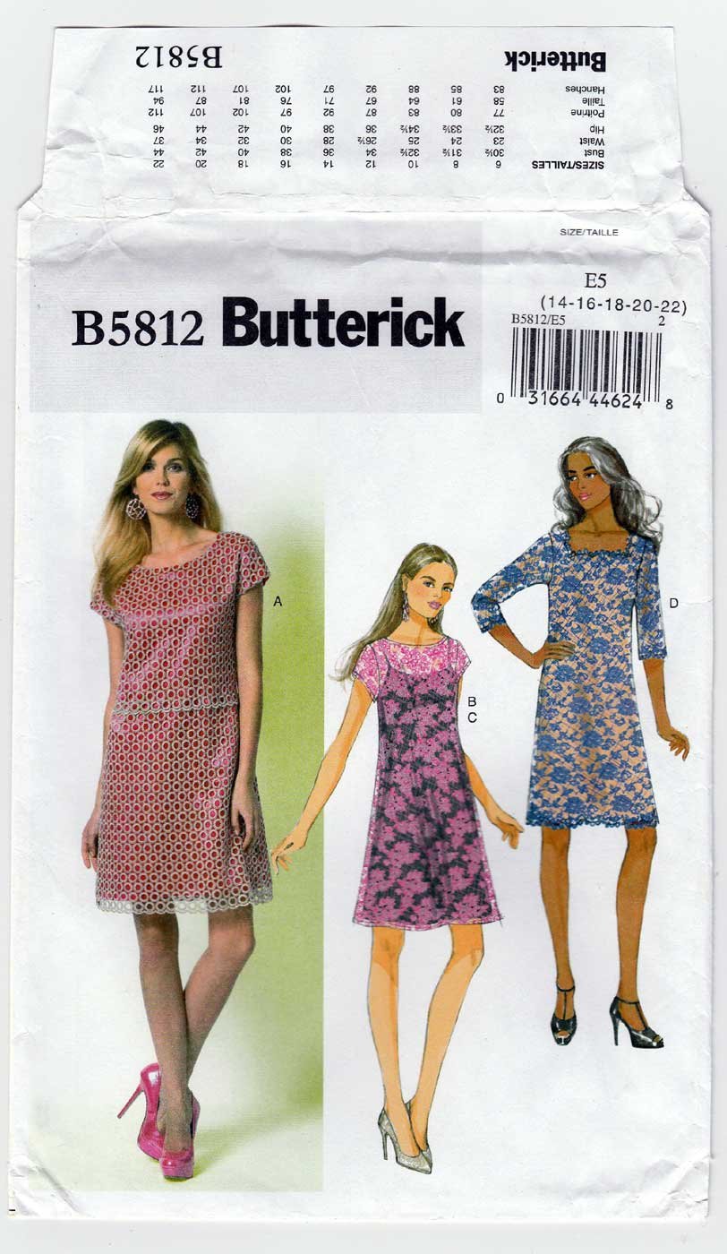 Butterick B5812 5812 Dress and Slip, Women's Sewing Pattern Misses ...