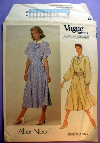 Vogue 1375 UNCUT Dress Pattern by Vogue American Designer by Albert Nipon, Misses Size 10