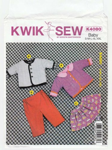 Kwik Sew K4080 Baby Jacket, Skirt and Pants Sewing Pattern Size 3-6-12-18-24 Months, UNCUT