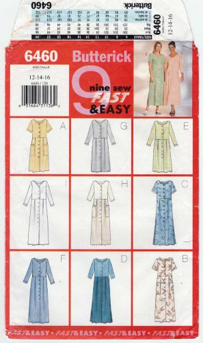Butterick 6460 Women's A-Line Dress Sewing Pattern Misses' / Misses' Petite Size 12-14-16 UNCUT