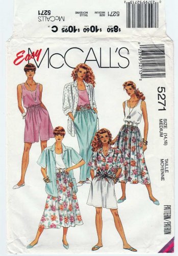 McCall's 5271 Women's Shirt, Tank Top, Skirt, Pant, Shorts Sewing Pattern Misses' Size 14-16 UNCUT