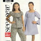 Butterick See & Sew B5120 Girl's Pajamas, Nightgown Sewing Pattern Size 12-14-16 UNCUT