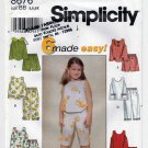 Simplicity 8676 Girl's Top, Pants and Shorts Sewing Pattern Child Size 5-6-6X UNCUT