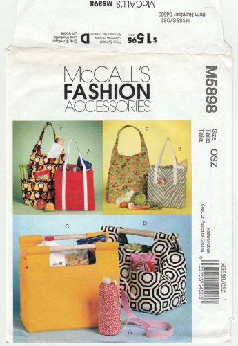 McCall's M5898 5898 Market Totes and Bottle Carrier, Fashion Accessories Sewing Pattern UNCUT