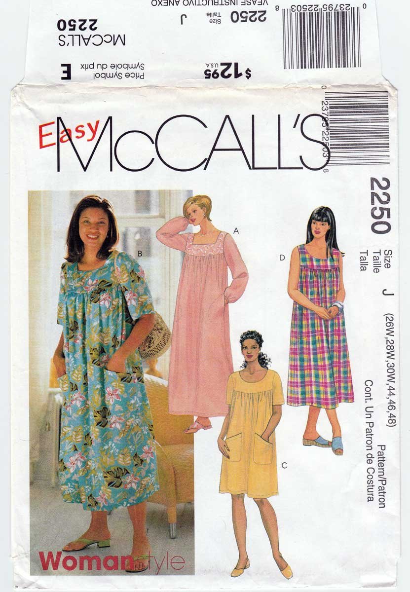McCall's 2250 Women's Muumuu Dress in 3 Lengths Sewing Pattern Plus ...