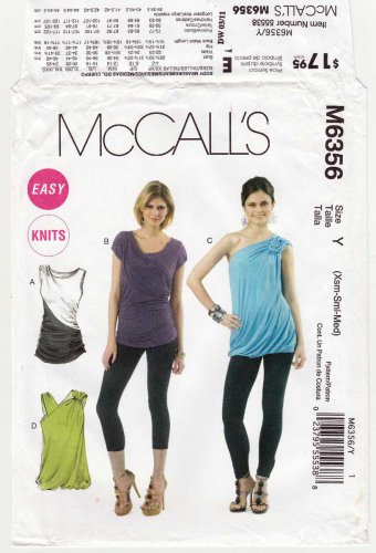 McCall's M6356 6356 Women's Tops Sewing Pattern Size 4-6-8-10-12-14 UNCUT  OOP