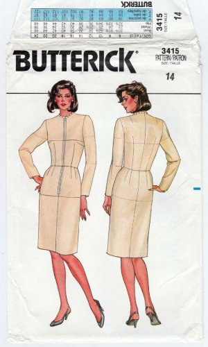 Butterick 3415 UNCUT Women's Fitting Shell Dress Sewing Pattern Size 14