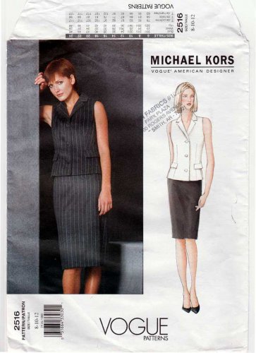 Vogue 2516 Women's Top and Straight Skirt Sewing Pattern by Michael Kors, Misses Size 8-10-12 UNCUT