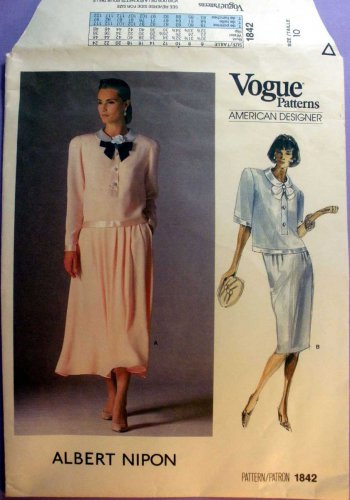 Vogue 1842 UNCUT American Designer Albert Nipon Top and Skirt Sewing Pattern, Misses Size 10