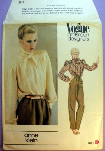 Vogue 2611 UNCUT American Designer Anne Klein Pullover Blouse Sewing Pattern, Misses Size 10