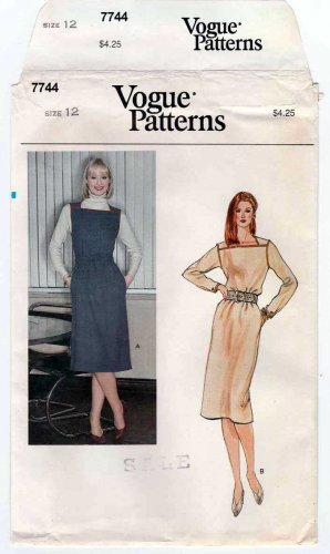Vogue 7744 UNCUT Women's Pullover Dress and Belt Sewing Pattern, Misses Size 12