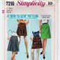 Simplicity 7216 Teen Girl Mini Skirt, Sewing Pattern, Jr Petite Waist Size 24 UNCUT Vintage 1960's