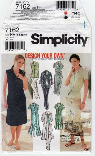 Women's Shirtdress, Shirt, Skirt and Pants Pattern Size 6-8-10-12 Uncut Simplicity 7162
