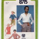 Vintage 1970's Women's Blouse and Tie Belt, Misses' Size 14 UNCUT Simplicity 8715