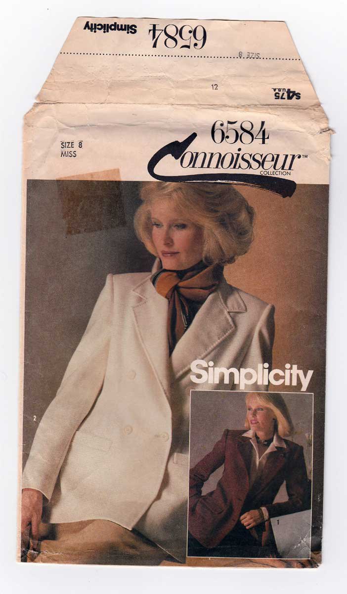 Women's Lined Jacket, Single or Double Breasted Jacket Sewing Pattern, Size 8 UNCUT Simplicity 6584