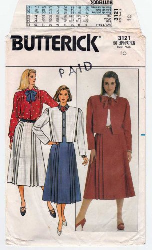 Women's Jacket, Midi Skirt, Blouse Sewing Pattern Misses / Petite Size 10 UNCUT Butterick 3121