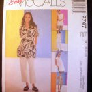 McCall's 2747 Shirt, Shorts, Cropped Pants Pattern Misses / Petite Size 12-14-16 UNCUT