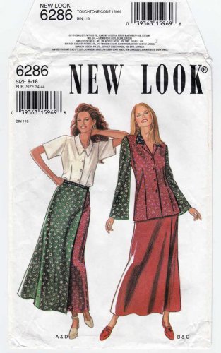 Women's Long Skirt, Blouse Sewing Pattern Misses' Size 8-10-12-14-16-18 Uncut New Look 6286