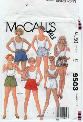 Women S High Waist Short Shorts Sewing Pattern Misses Size 10 Uncut Mccall S 9503