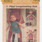 Pippi Longstocking, Rag Doll and Wardrobe of Clothes Sewing Pattern Vintage 1970's Simplicity 6063