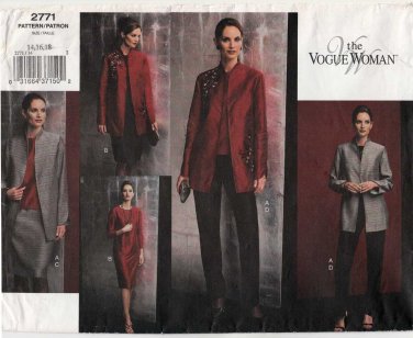 Women's Jacket, Top, Dress, Skirt, Pants Pattern Misses / Petite Size 14-16-18 UNCUT Vogue 2771