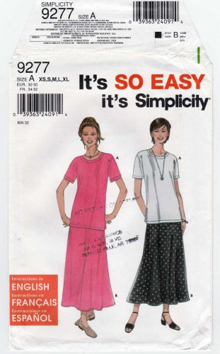 Women's Top and Skirt Sewing Pattern Size 6-8-10-12-14-16-18-20-22-24 UNCUT Simplicity 9277