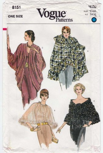 Evening Cover-Ups, Shawl, Cocoon Jacket, Wraps Sewing Pattern, One Size, UNCUT Vintage Vogue 8151