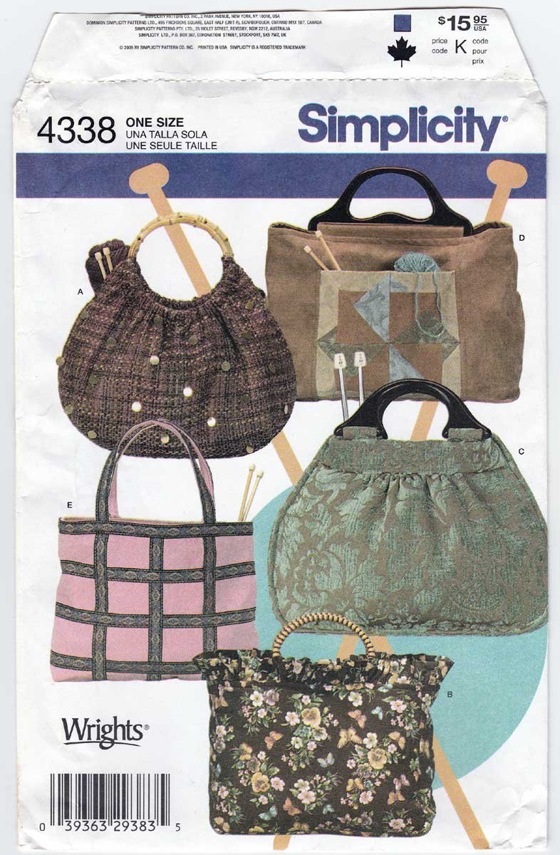 Knitting Bags, Tote, Sewing Pattern UNCUT Simplicity 4338