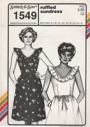 Women's Ruffled Sundress Sewing Pattern Bust Size 30 - 46" UNCUT Stretch & Sew 1549