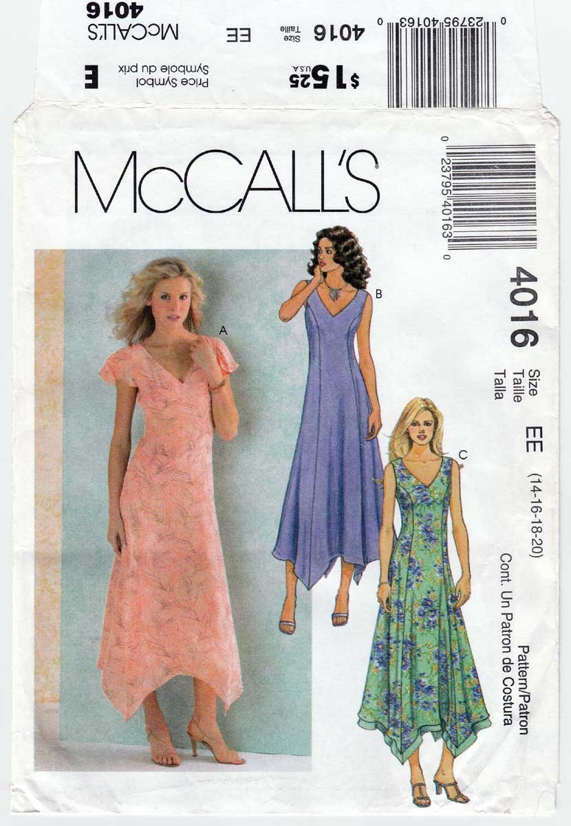 Women's Handkerchief Hem Dress Sewing Pattern Misses' / Petite Size 14 ...