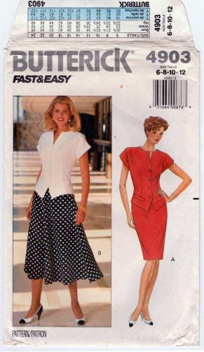 Women's Top and Skirt Sewing Pattern, Misses / Petite Size 6-8-10-12 UNCUT Butterick 4903