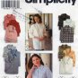 Women's Button Front Shirt Sewing Pattern, Loose Fit, Misses Size 12-14-16 UNCUT Simplicity 9818