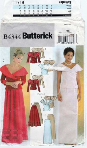 Women's Evening Length Skirt and Top, Formal Sewing Pattern Size 8-10-12-14 UNCUT Butterick B4344