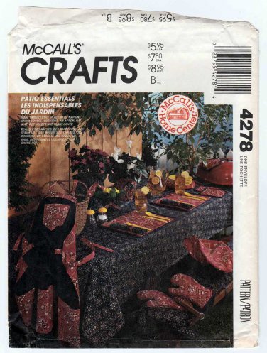 Tablecloths, Placemats, Napkins, Chair Covers, Cushions, Apron, Patio Decor Pattern, McCall's 4278